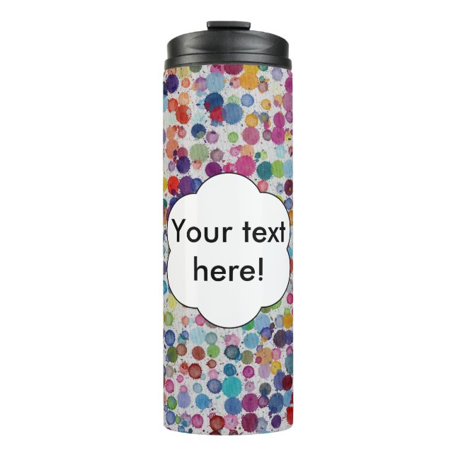Colourful splatters abstract design thermal tumbler (Front)
