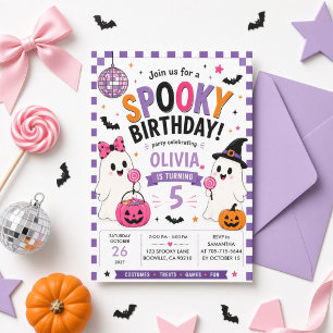 Colourful Spooky Birthday Cute Ghost Personalised Invitation