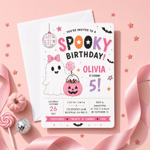 Colourful Spooky Cute Ghost Personalised Kids Invitation
