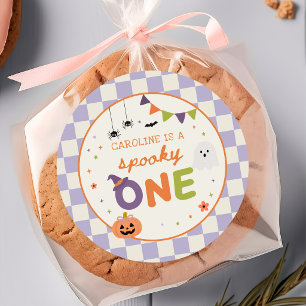 Colourful Spooky One Halloween 1st Birthday Sticke Classic Round Sticker