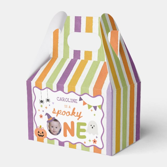 Colourful Spooky One Halloween Ghost Birthday Favour Box (Front Side)