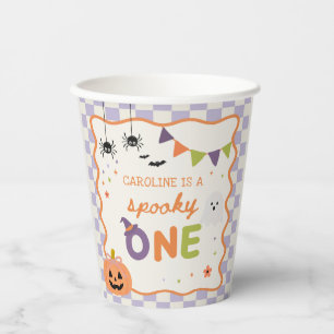 Colourful Spooky One Halloween Ghost Birthday Paper Cups