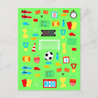 Colourful Sports Soccer Players Football Fan Postcard