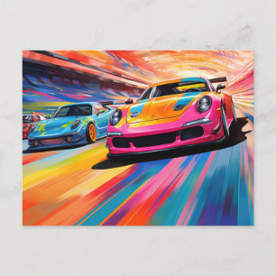 Colourful Sportscars Postcard