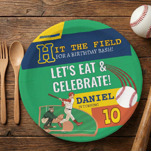 Colourful Sporty Baseball Kids Birthday Celebratio Paper Plate