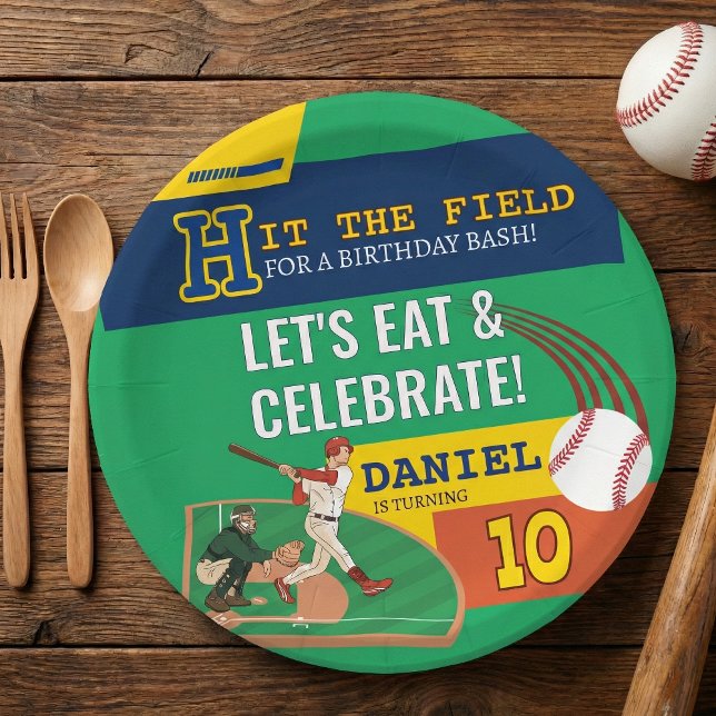 Colourful Sporty Baseball Kids Birthday Celebratio Paper Plate (Creator Uploaded)
