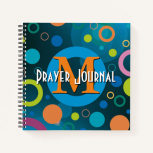 Colourful Spots Rings Monogram Personalised BLUE Notebook