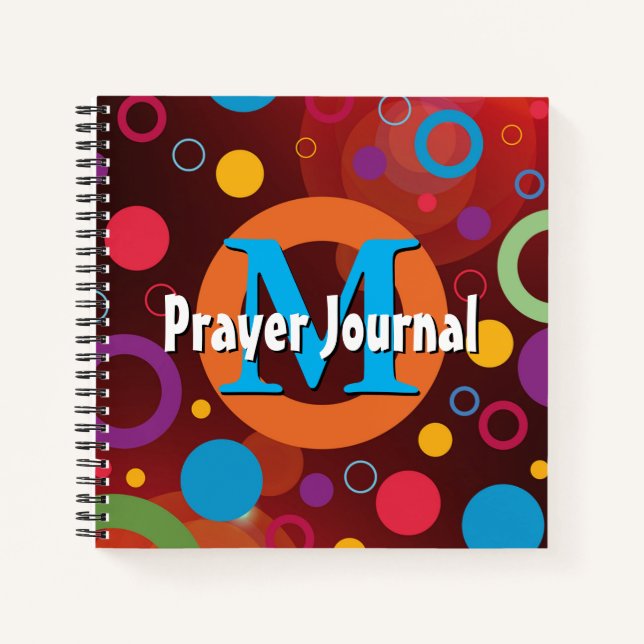 Colourful Spots Rings Monogram Personalised Prayer Notebook (Front)