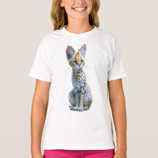 Colourful Spotted Blue Eyed Serval Kitten Kids T-Shirt