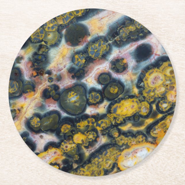 Colourful Spotted Ocean Jasper Round Paper Coaster (Front)