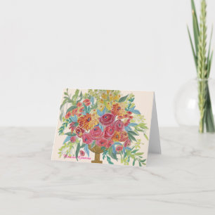 Colourful Spray of Floral Arrangement Note/Greetin Holiday Card