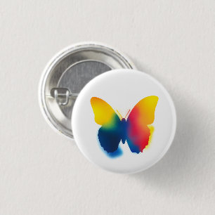 Colourful Spray Paint Butterfly Round Button
