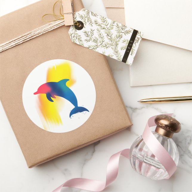 Colourful Spray Paint Dolphin Silhouette Stickers (Gifting)