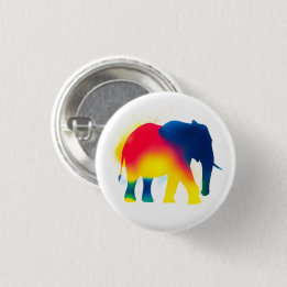Colourful Spray Paint Elephant Round Button