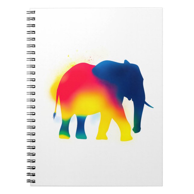 Colourful Spray Paint Elephant Silhouette Notebook (Front)