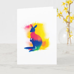 Colourful Spray Paint Kangaroo Silhouette Card