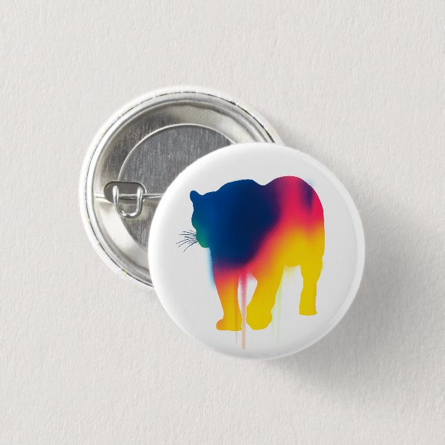Colourful Spray Paint Leopard Silhouette Round 3 Cm Round Badge (Front & Back)