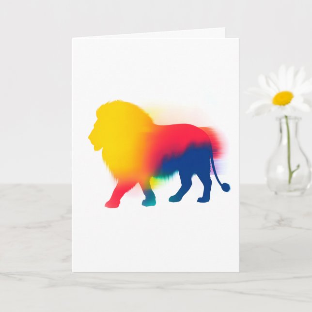 Colourful Spray Paint Lion Silhouette Card (Small Plant)