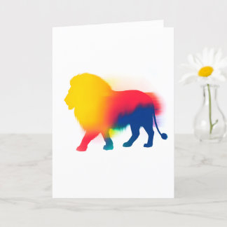 Colourful Spray Paint Lion Silhouette Card
