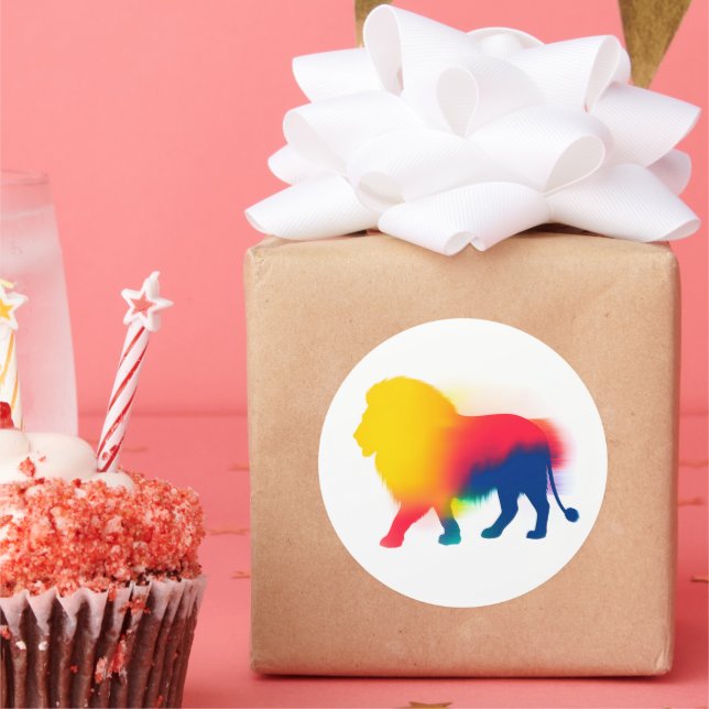 Colourful Spray Paint Lion Silhouette Stickers (Party)