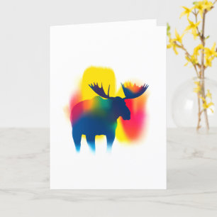 Colourful Spray Paint Moose Silhouette Card