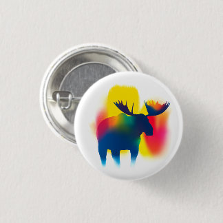 Colourful Spray Paint Moose Silhouette Round Butto 3 Cm Round Badge