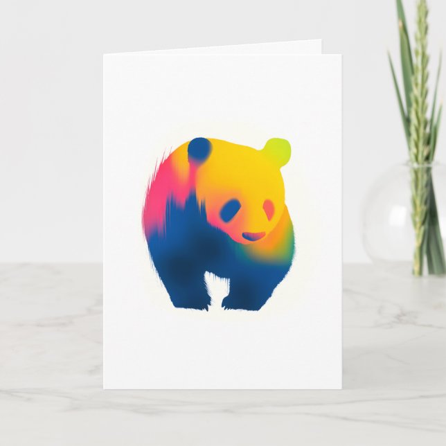 Colourful Spray Paint Panda Silhouette Card (Front)