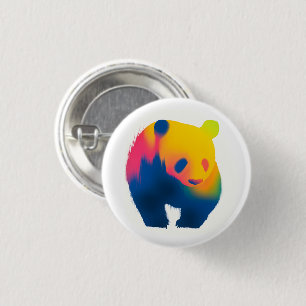 Colourful Spray Paint Panda Silhouette Round Butto 3 Cm Round Badge