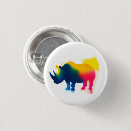 Colourful Spray Paint Rhinoceros Round Button