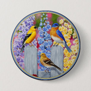 Colourful Spring Birds Garden Party 7.5 Cm Round Badge