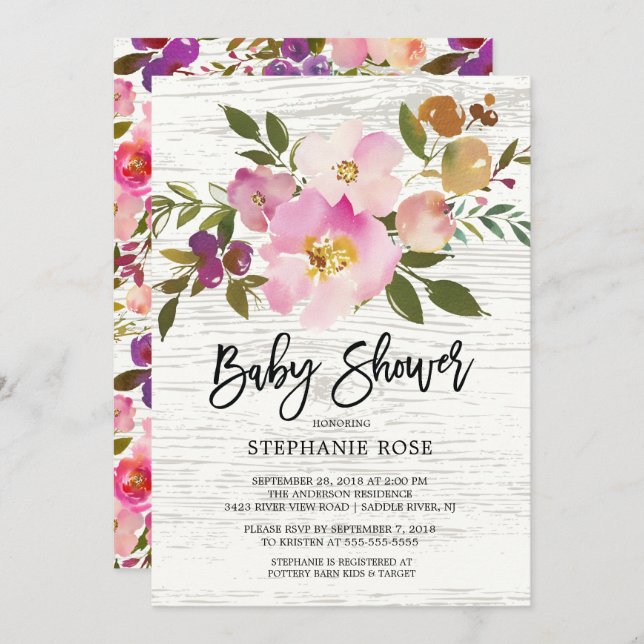 Colourful Spring Bouquet Baby Shower Invitation (Front/Back)