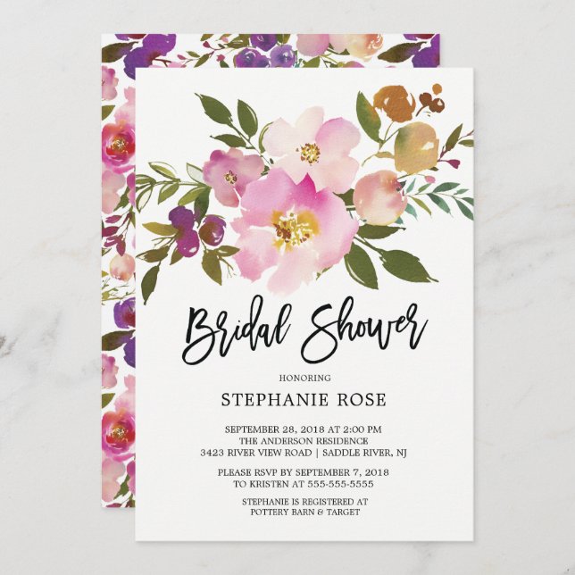 Colourful Spring Bouquet Bridal Shower Invitation (Front/Back)