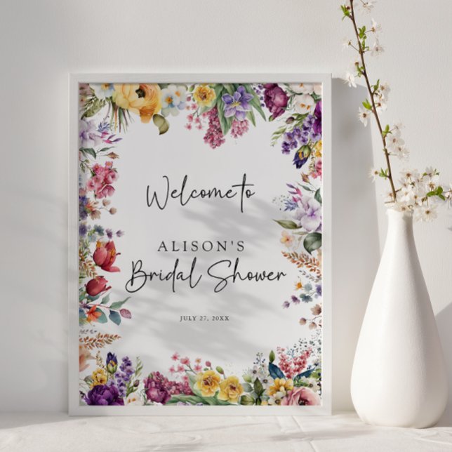 Colourful Spring Bridal Shower Welcome Poster (Creator Uploaded)