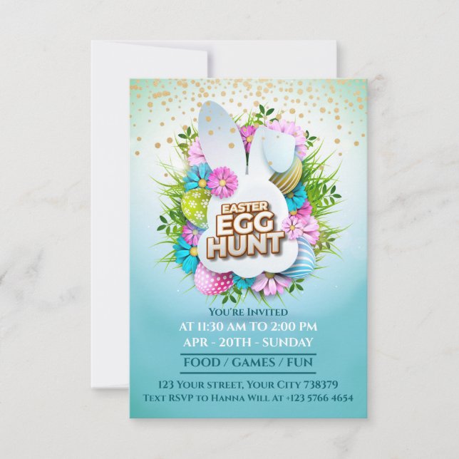 Colourful Spring Bunny Easter Egg Hunt Event Announcement (Front)