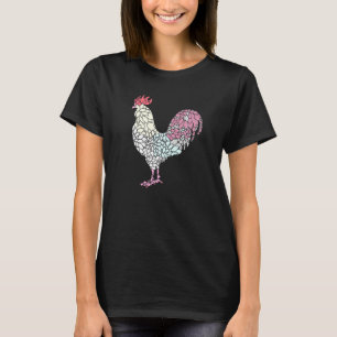 Colourful Spring Chicken Farmer Print T-Shirt
