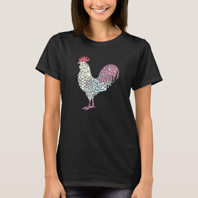 Colourful Spring Chicken Farmer Print T-Shirt (Front)