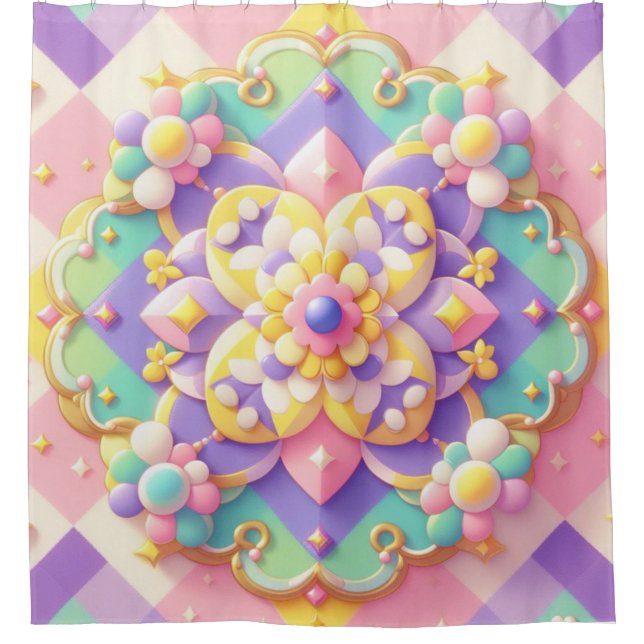 colourful spring/Easter/princess pastel Shower Curtain (Front)
