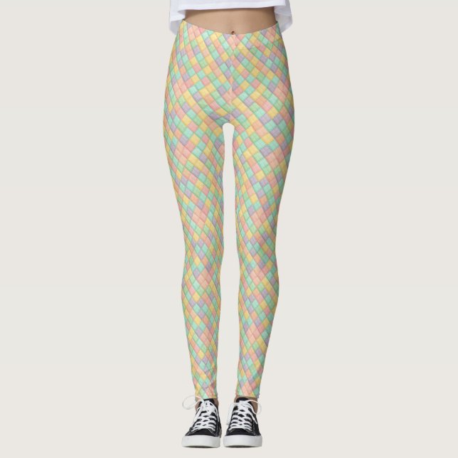 Colourful spring/Easter vintage patchwork quilt  Leggings (Front)