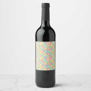 Colourful spring/Easter vintage patchwork quilt Wine Label