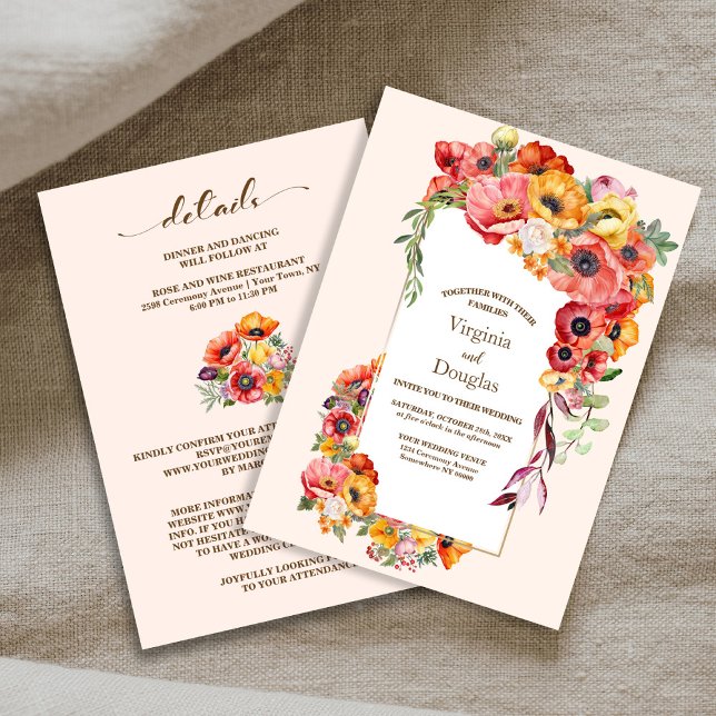Colourful Spring Floral All In One Wedding Invitation (Creator Uploaded)