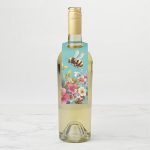Colourful, Spring/Floral bee Bottle Tag