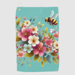 Colourful, Spring/Floral bee Golf Towel