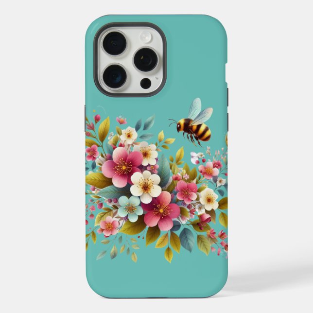 Colourful, Spring/Floral bee iPhone Case (Back)