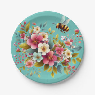 Colourful, Spring/Floral bee Paper Plate