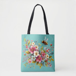 Colourful, Spring/Floral bee Tote Bag