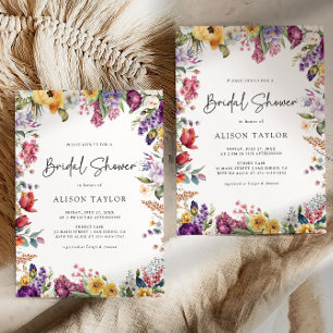 Colourful Spring Floral Bridal Shower  Invitation
