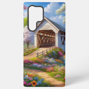 Colourful spring/floral covered bridge & river samsung galaxy case