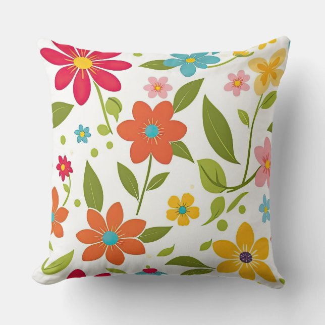 Colourful Spring Floral Cushion (Front)