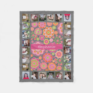 Colourful Spring Floral Pattern 11 Photos Name Fleece Blanket