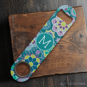 Colourful Spring Floral Pattern Custom Monogram